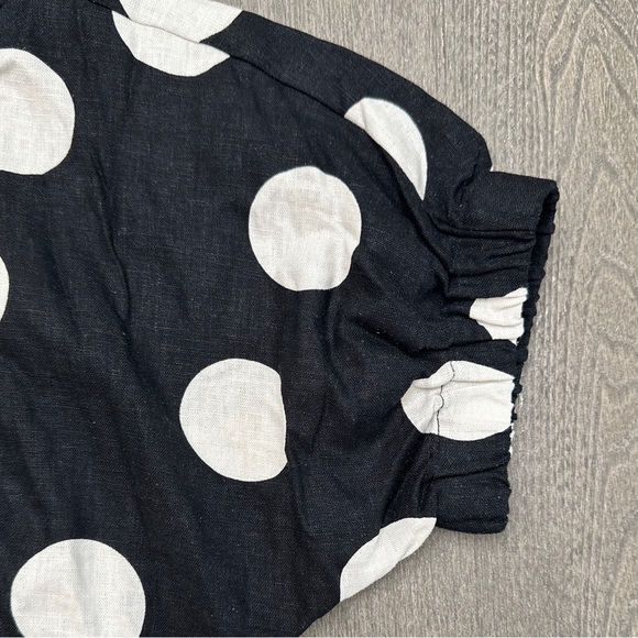 Tabitha Brown for Target Sz S Polka Dot Button-Back Top Black White Small Linen - Picture 8 of 8